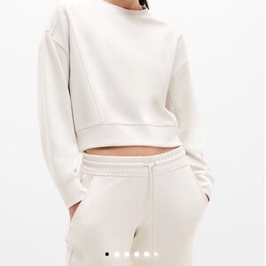 Athleta Cropped Crewneck Sweatshirt in Cream